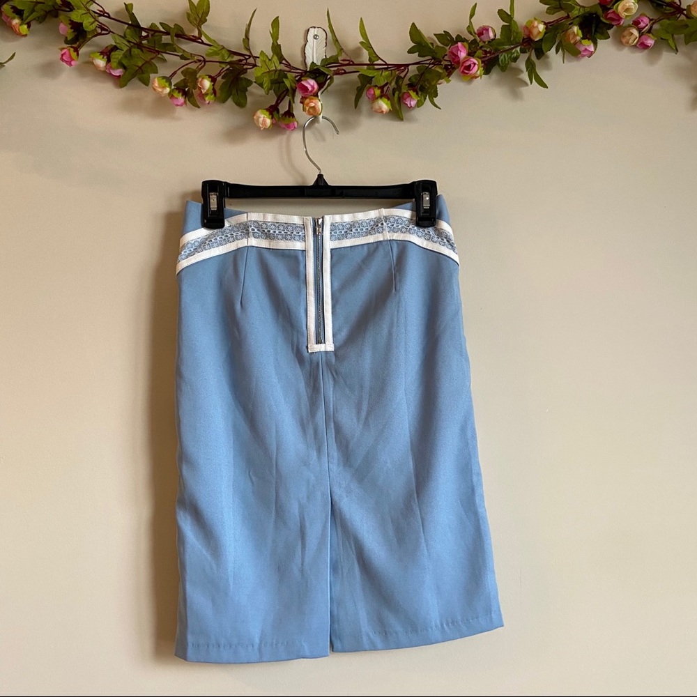 Endless Rose blue lace pencil skirt faux leather - Picture 8 of 11